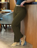 Autumn Women's Clothing Solid Color High Waist Casual Pants