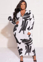 Winter Tight Fitting Sexy Print Plus Size Dress