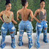 Ripped Tassel Summer Long Denim Pants
