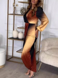Autumn Gradient Elegant Fashion Long Sleeve Dress