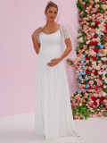 Women's Sexy Short-Sleeved Lace Patchwork High Waist Pregnant Dress