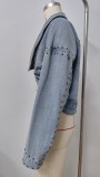 Women's Loose Long-Sleeved Rivet Denim Jacket Tops