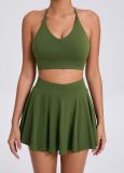 Women Outdoor Casual Running Sports Fitness Bra Skirt Tennis Wear Set