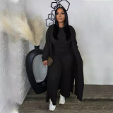 Women long-sleeved jacket sleeveless vest wide-leg Pant Casual Three-Piece