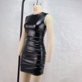 Women Pu Leather Sexy Bodycon Dress