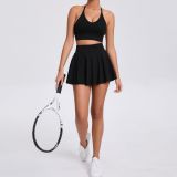 Women Outdoor Casual Running Sports Fitness Bra Skirt Tennis Wear Set