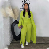 Women long-sleeved jacket sleeveless vest wide-leg Pant Casual Three-Piece