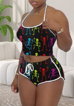 Christmas Women contrast color Halter Neck sexy Top and Shorts Set Christmas Women contrast color Halter Neck sexy Top and Shorts Set