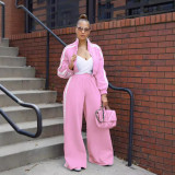 Women Autumn Striped Zipper Casual Top and Pant Set