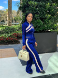 Women Style Street Zipper Contrast Patchwork Top and Pant Set