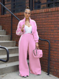 Women Autumn Striped Zipper Casual Top and Pant Set