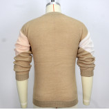 Men's Casual jacquard knitting Round Neck long-sleeved sweater