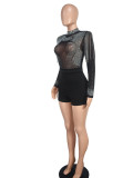 Women sexy See-Through Mesh Beaded Romper