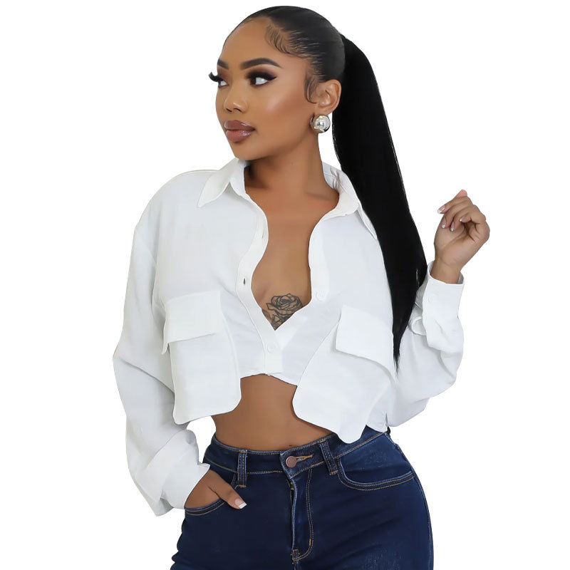 Solid Button Long-Sleeve Shirt for Casual Wear