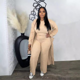 Women long-sleeved jacket sleeveless vest wide-leg Pant Casual Three-Piece