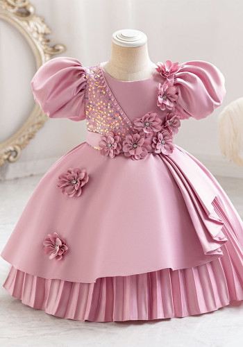 Girls Sequin Flower Princess Dress