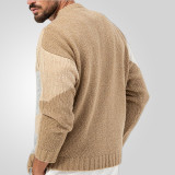Men's Casual jacquard knitting Round Neck long-sleeved sweater