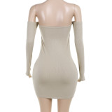 Women autumn with chest pad Off ShoulderBodycon dress