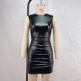 Women Pu Leather Sexy Bodycon Dress