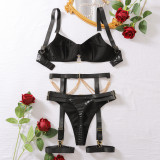 Women metal chain adjustable bra sexy lingerie set