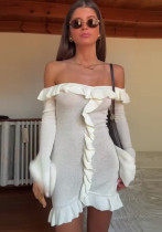 Autumn Fashion Off Shoulder Ruffle Slim Bodycon Short Dress Autumn Fashion Off Shoulder Ruffle Slim Bodycon Short Dress