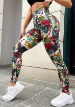 Printed Elastic Waist Butt Lift Tight Fitting Casual Leggings High Waist Sports Fitness Yoga Pants