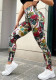 Printed Elastic Waist Butt Lift Tight Fitting Casual Leggings High Waist Sports Fitness Yoga Pants