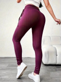 Women's High Waist Butt Lift Ribbed Plus Size Solid Sports Yoga Pants Casual Leggings