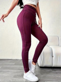 Women's High Waist Butt Lift Ribbed Plus Size Solid Sports Yoga Pants Casual Leggings