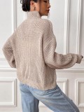 Autumn Winter Heart Embroidery Ladies Half Turtleneck Pullover Sweater