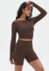 Yoga Suit Seamless Slim Running Training Sports Fitness Long Sleeve Two Piece Shorts Set