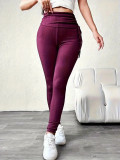 Women's High Waist Butt Lift Ribbed Plus Size Solid Sports Yoga Pants Casual Leggings