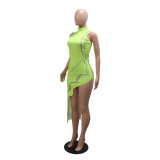 Women's Clothing Sexy Sleeveless Print Irregular Dress