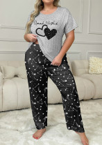 Women's Home Clothes Plus Size Pajamas Short Sleeve Two-Piece Pants Set Women's Home Clothes Plus Size Pajamas Short Sleeve Two-Piece Pants Set