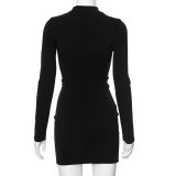 Women's Spring Fashion Sexy Heart Print Hollow Long Sleeve Dress