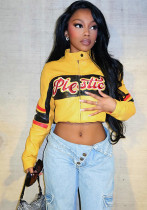 Women street embroidery contrast color Crop Top jacket