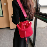 Women Flannel Bucket Bag Single Shoulder Crossbody Bag