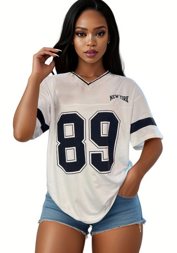 Women summer street Casual Letter printed short-sleeved T-shirt