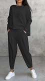 Women irregular long sleeve Top and Pant two-piece set