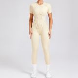 Women backless short-sleeved one-piece sports jumpsuit yoga suit Jumpsuit