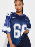 Women summer patchwork letter print sports short-sleeved t-shirt