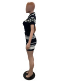 Women Striped Casual Sweater Dress Two-piece set