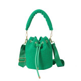 Women Flannel Bucket Bag Single Shoulder Crossbody Bag