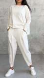 Women irregular long sleeve Top and Pant two-piece set