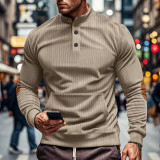 Men's corduroy Casual Stand Collar long-sleeved pocket Hoodies