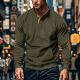 Men's corduroy Casual Stand Collar long-sleeved pocket Hoodies