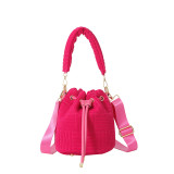 Women Flannel Bucket Bag Single Shoulder Crossbody Bag