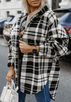 Women autumn plaid hooded split Style jacket