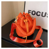 Women Flannel Bucket Bag Single Shoulder Crossbody Bag