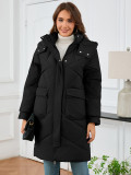 Women Stand Collar hooded long-sleeved jacket